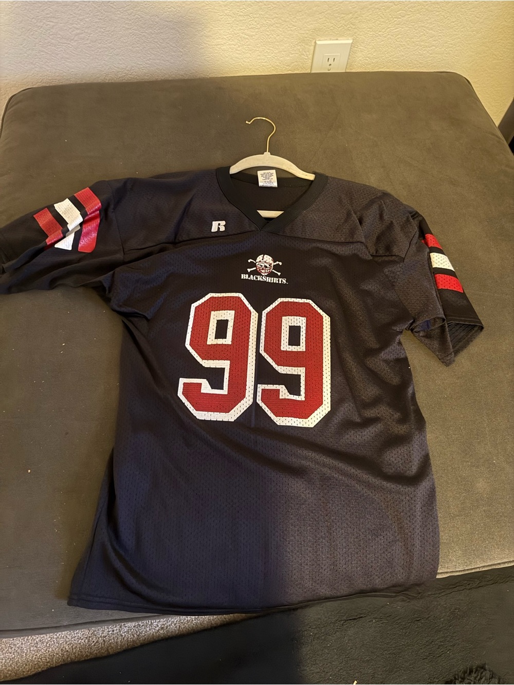 Nebraska Russell Athletic Black Football Jersey with Red and White Accents - #99